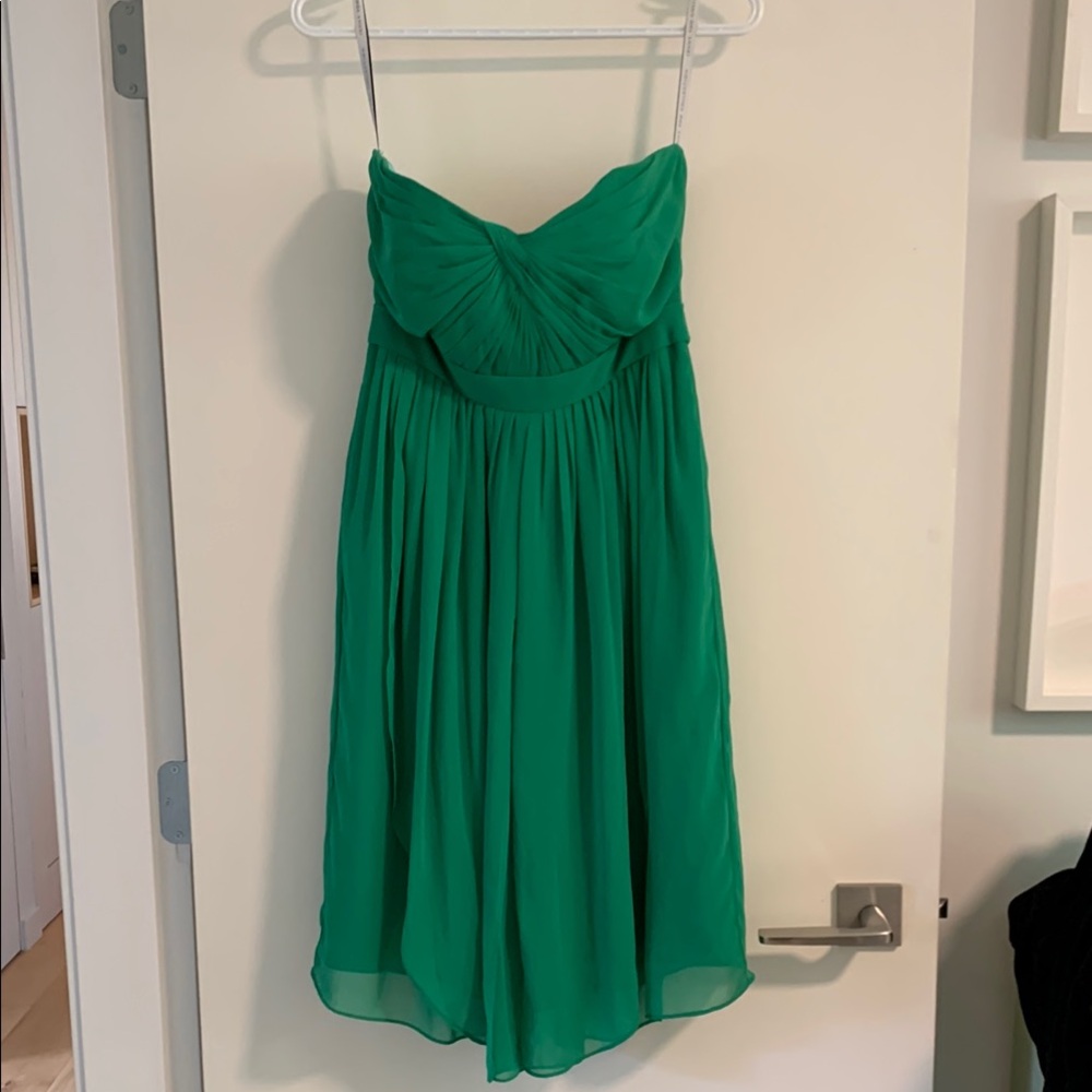 Jenny Yoo Green Pleated Ruched Strapless Dress